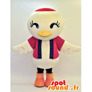 Large white bird mascot, red and black - MASFR28309 - Yuru-Chara Japanese mascots