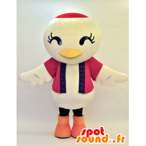 Grote vogel mascotte wit, rood en zwart - MASFR28309 - Yuru-Chara Japanse Mascottes