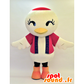 Grande mascote pássaro branco, vermelho e preto - MASFR28309 - Yuru-Chara Mascotes japoneses