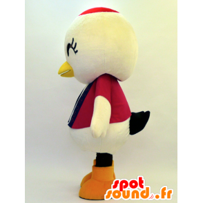 Large white bird mascot, red and black - MASFR28309 - Yuru-Chara Japanese mascots