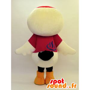 Large white bird mascot, red and black - MASFR28309 - Yuru-Chara Japanese mascots
