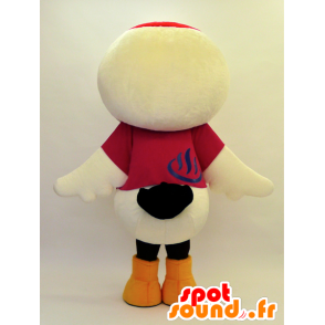 Stor fuglemaskot hvid, rød og sort - Spotsound maskot kostume