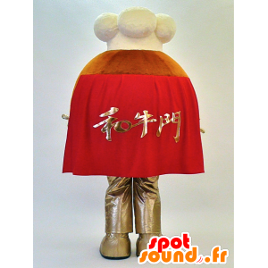 Rund snemandmaskot med kokkehue og kappe - Spotsound maskot