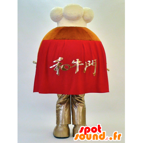 γύρο μασκότ χιονάνθρωπος με ένα καπέλο και ένα ακρωτήριο - MASFR28310 - Yuru-Χαρά ιαπωνική Μασκότ