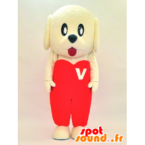 Yellow dog mascot with a red dress - MASFR28314 - Yuru-Chara Japanese mascots