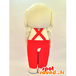 Gul hundemaskot med rødt tøj - Spotsound maskot kostume