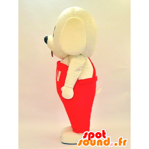 Gul hundemaskot med rødt tøj - Spotsound maskot kostume