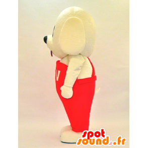 Mascotte cane giallo con un vestito rosso - MASFR28314 - Yuru-Chara mascotte giapponese