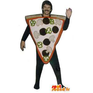 Jätte pizzaskiva maskot. Pizza kostym - Spotsound maskot