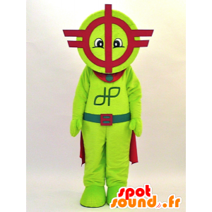 Robot maskotti, punainen ja vihreä kohdistaa viitta - Japanilaiset Yuru-Chara-maskotit - MASFR28316 - SpotSound.fr