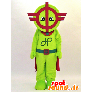 Robot maskotti, punainen ja vihreä kohdistaa viitta - MASFR28316 - Mascottes Yuru-Chara Japonaises