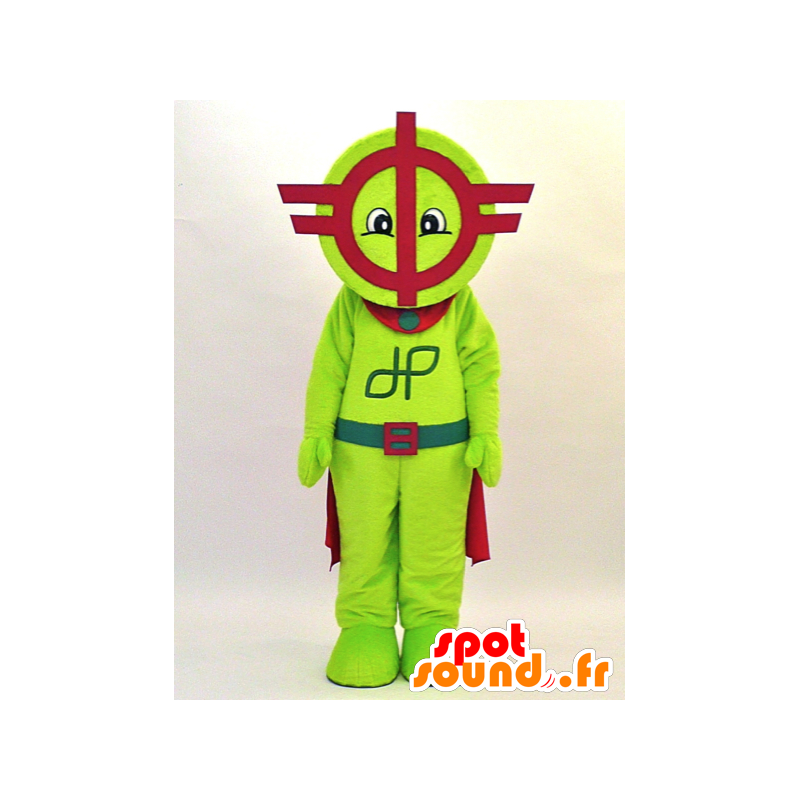 Robot maskot, červené a zelené terč s kapucí - MASFR28316 - Yuru-Chara japonské Maskoti