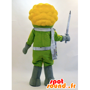 Ninja de la mascota verde y amarillo con una espada y gafas - MASFR28319 - Yuru-Chara mascotas japonesas