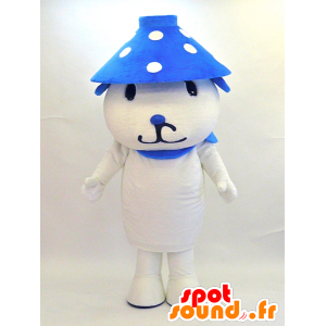 Hvit hund maskot med en polka dot lue - MASFR28321 - Yuru-Chara japanske Mascots