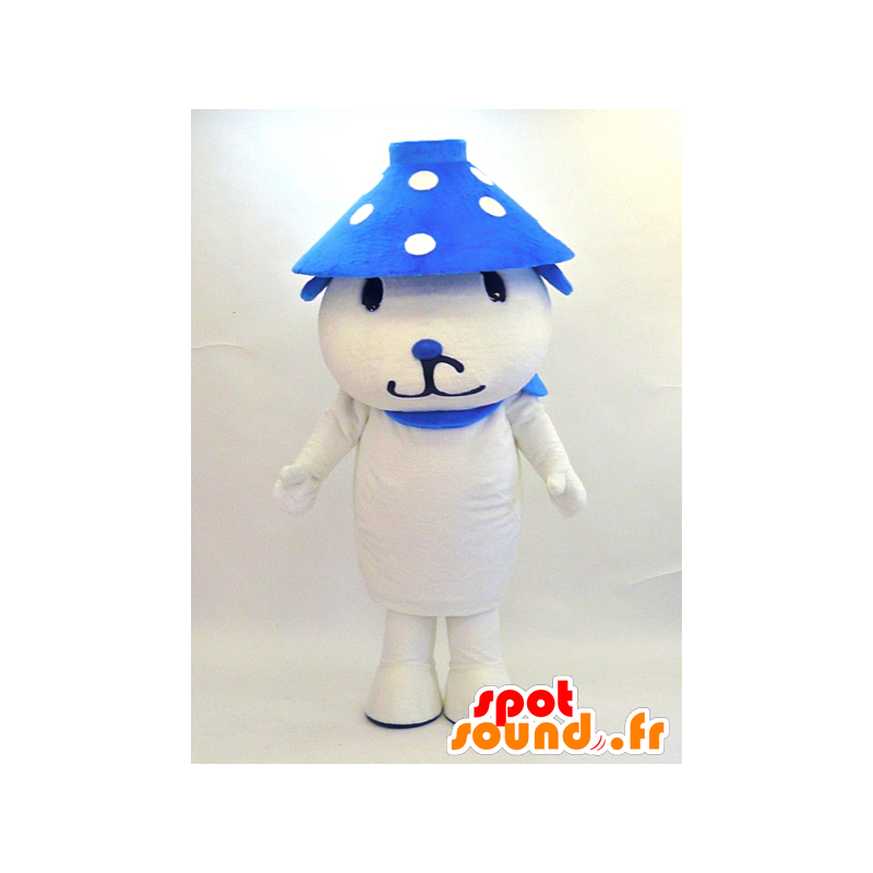 White dog mascot with a polka dot hat - MASFR28321 - Yuru-Chara Japanese mascots