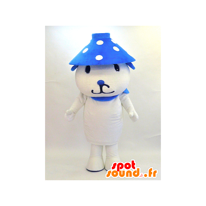 Witte hond mascotte met een hoed polka dot - MASFR28321 - Yuru-Chara Japanse Mascottes