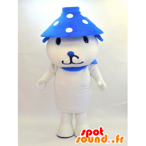 Cane mascotte bianca con un cappello a pois - MASFR28321 - Yuru-Chara mascotte giapponese