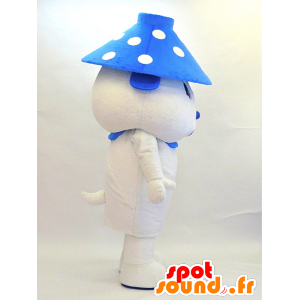 Hvit hund maskot med en polka dot lue - MASFR28321 - Yuru-Chara japanske Mascots