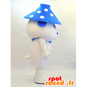 水玉模様の帽子をかぶった白い犬のマスコット-MASFR28321-日本のゆるキャラのマスコット