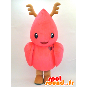 Ino-Tsupi mascot. Mascot Pink bird with wood - MASFR28322 - Yuru-Chara Japanese mascots
