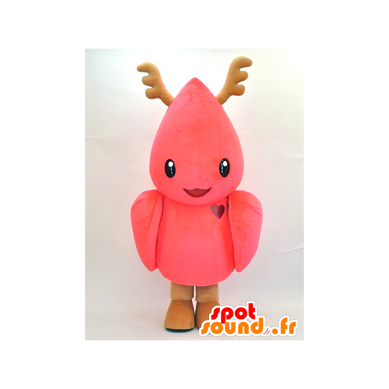 Ino-Tsupi Maskottchen. Maskottchen-Rosa Vogel mit Holz - MASFR28322 - Yuru-Chara japanischen Maskottchen