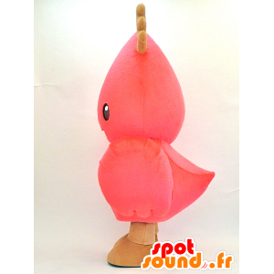 Mascot Ino-Tsupi. Mascot pássaro cor de rosa com madeira - MASFR28322 - Yuru-Chara Mascotes japoneses