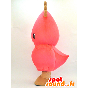 Mascot Ino-Tsupi. Mascotte roze vogel met hout - MASFR28322 - Yuru-Chara Japanse Mascottes