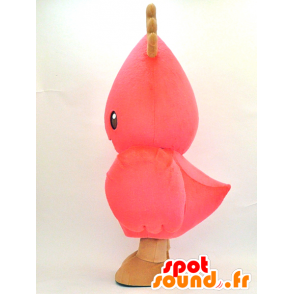Ino-Tsupi mascotte. Mascotte rosa uccello con il legno - MASFR28322 - Yuru-Chara mascotte giapponese