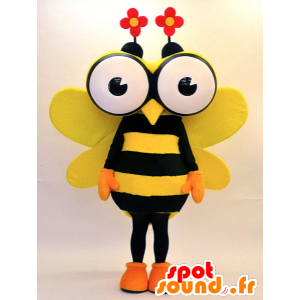 Maskot žlutá a černá včela s velkýma očima - MASFR28323 - Yuru-Chara japonské Maskoti