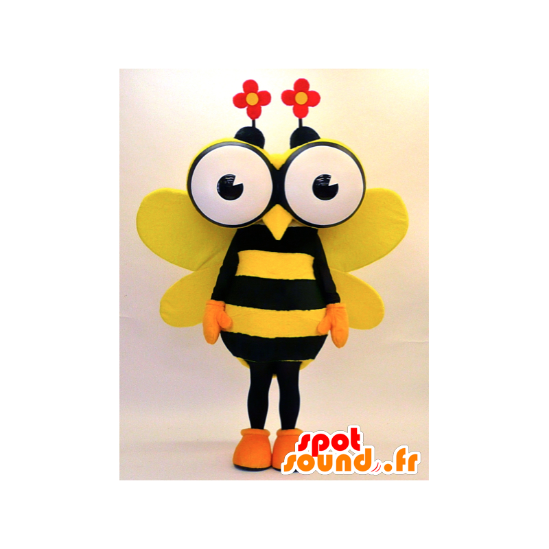 Mascotte d'abeille jaune et noire avec de grands yeux - MASFR28323 - Mascottes Yuru-Chara Japonaises