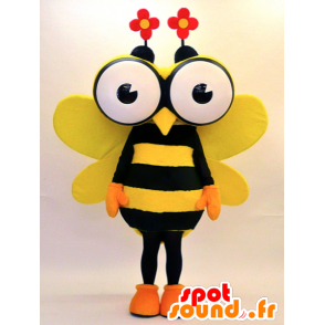 Maskotti keltainen ja musta mehiläinen suuret silmät - MASFR28323 - Mascottes Yuru-Chara Japonaises