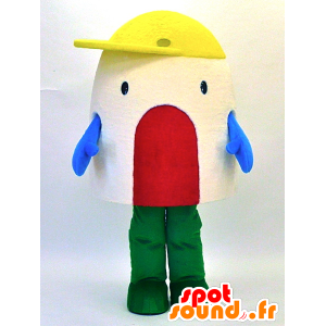 Beige huis mascotte, rood, geel en groen - MASFR28324 - Yuru-Chara Japanse Mascottes