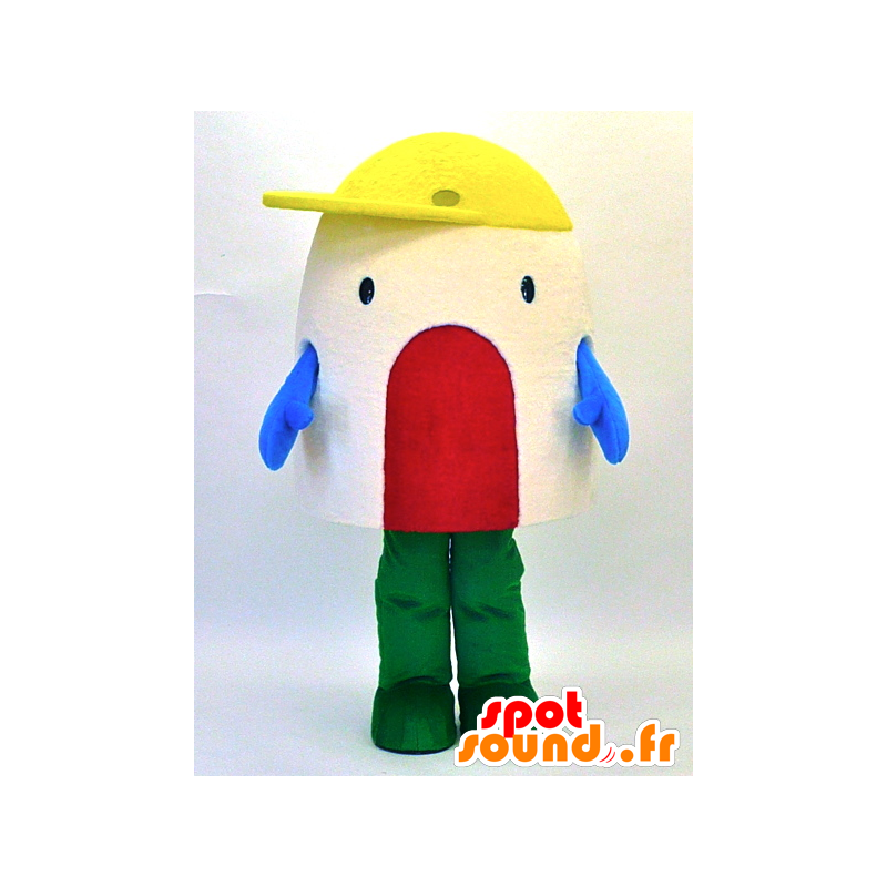 Mascotte de maison beige, rouge, jaune et vert - MASFR28324 - Mascottes Yuru-Chara Japonaises