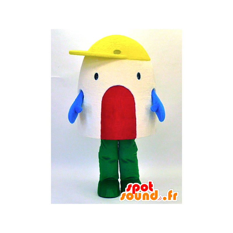 Beige huset maskot, rød, gul og grønn - MASFR28324 - Yuru-Chara japanske Mascots