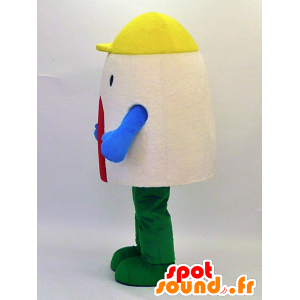 Husmaskot beige, rød, gul og grøn - Spotsound maskot kostume