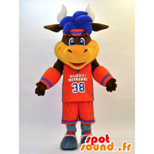 Shiningusanzu Maskottchen. Bull-Maskottchen in der Sportkleidung - MASFR28326 - Yuru-Chara japanischen Maskottchen