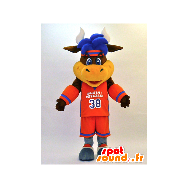 Mascota Shiningusanzu. Mascota de Bull en ropa deportiva - MASFR28326 - Yuru-Chara mascotas japonesas