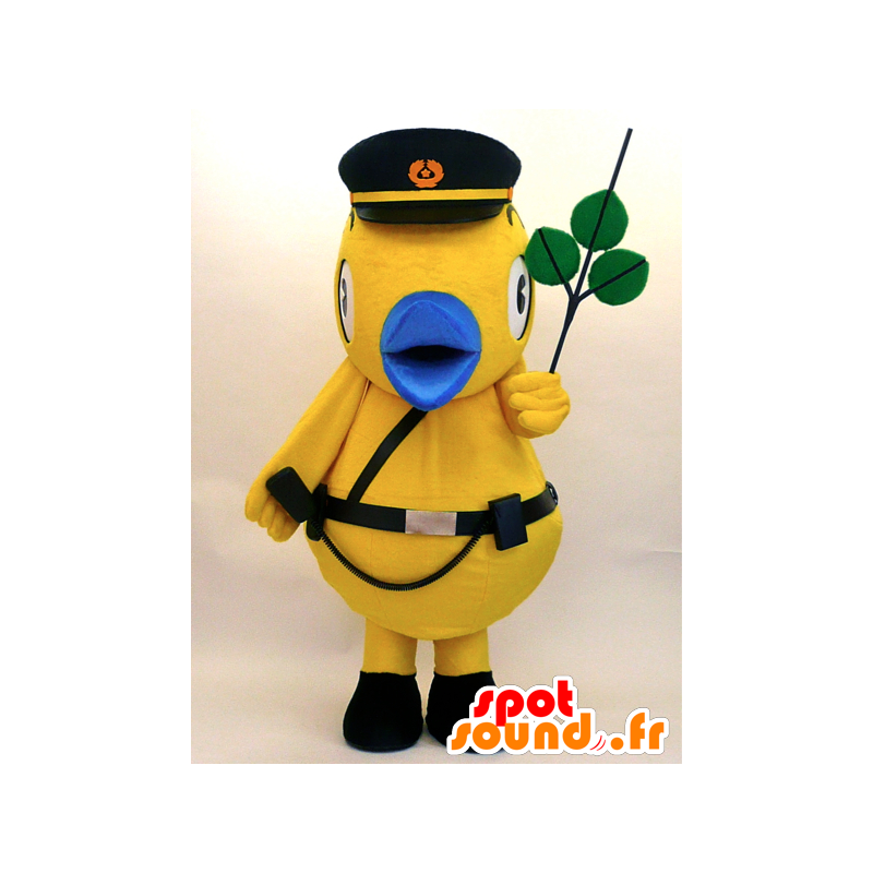 宮城くんのマスコット。黄色いアヒルのマスコット、警官-MASFR28327-日本のゆるキャラのマスコット