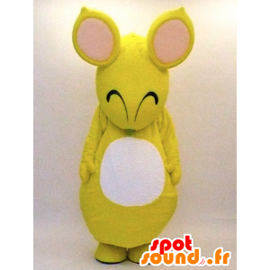 Citron-chan maskot. Gul och vit kängurumaskot - Spotsound maskot