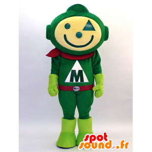 Mascotte de bonhomme futuriste habillé en vert et rouge - MASFR28330 - Mascottes Yuru-Chara Japonaises