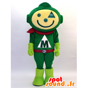 φουτουριστικό μασκότ άνδρας ντυμένος στα πράσινα και κόκκινα - MASFR28330 - Yuru-Χαρά ιαπωνική Μασκότ