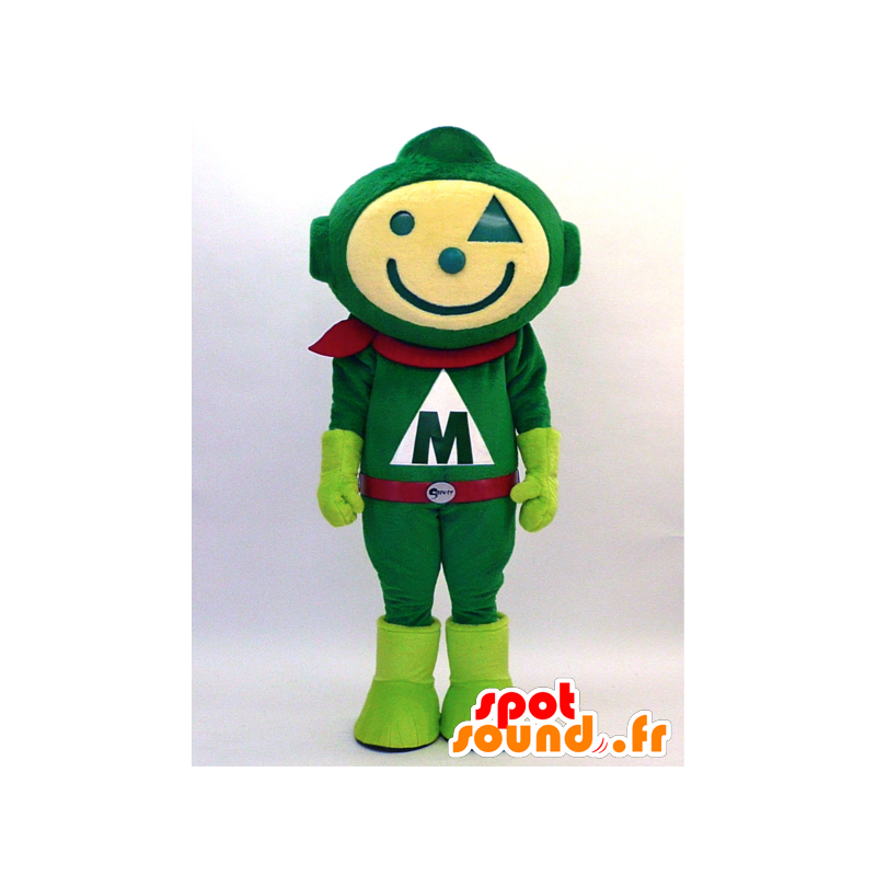 Mascotte de bonhomme futuriste habillé en vert et rouge - MASFR28330 - Mascottes Yuru-Chara Japonaises