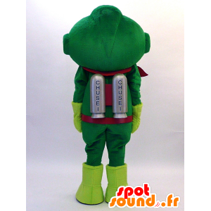 Futuristico mascotte vestita di verde e rosso - MASFR28330 - Yuru-Chara mascotte giapponese