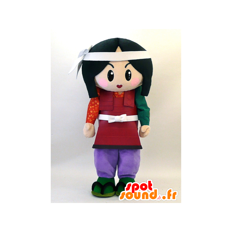 Morena mascote menina vestida como samurai - MASFR28332 - Yuru-Chara Mascotes japoneses