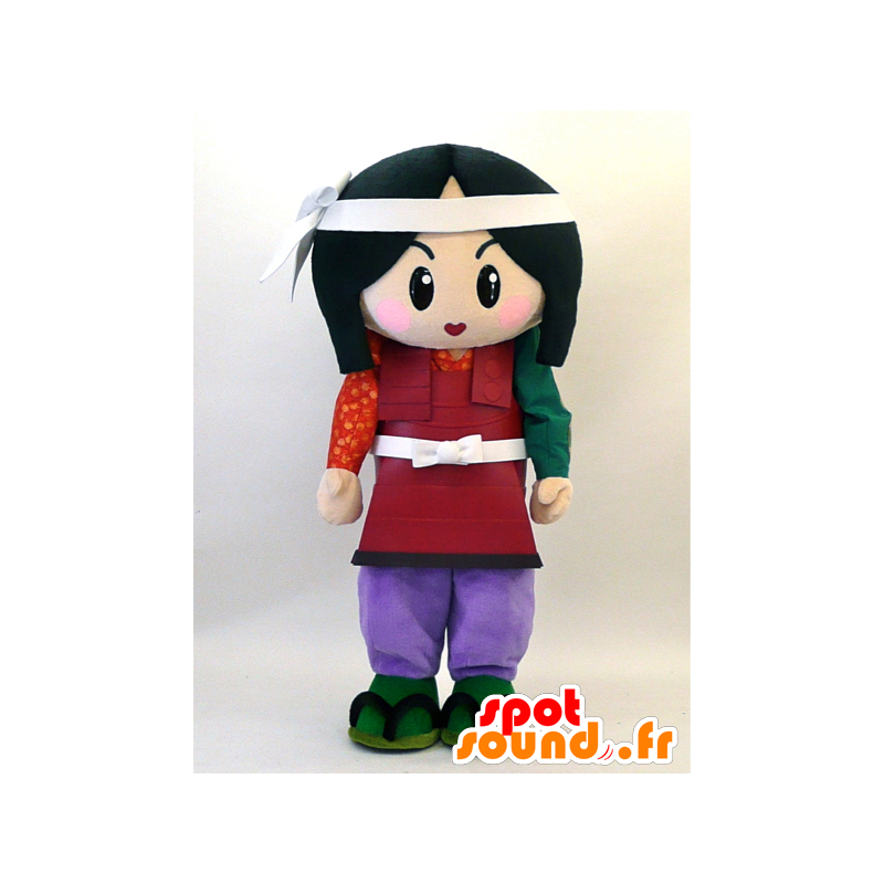 μελαχρινή κοπέλα μασκότ ντυμένη σαν σαμουράι - MASFR28332 - Yuru-Χαρά ιαπωνική Μασκότ