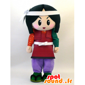 Brunette Mädchen Maskottchen als Samurai gekleidet - MASFR28332 - Yuru-Chara japanischen Maskottchen