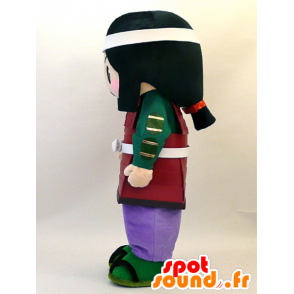 Brunette Mädchen Maskottchen als Samurai gekleidet - MASFR28332 - Yuru-Chara japanischen Maskottchen