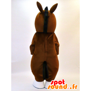 Mascotte de Kisokko. Mascotte de poulain, d'âne marron et blanc - MASFR28333 - Mascottes Yuru-Chara Japonaises