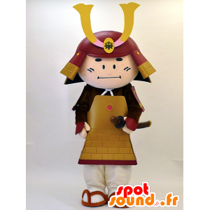 Samurai Maskottchen hält rote und goldene - MASFR28334 - Yuru-Chara japanischen Maskottchen