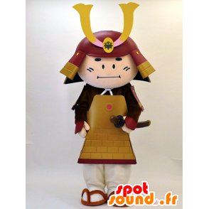 Samurai mascota de la celebración de rojo y dorado - MASFR28334 - Yuru-Chara mascotas japonesas